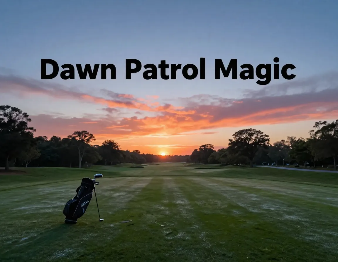 Golf course first tee sunrise dew solitude magic landscape