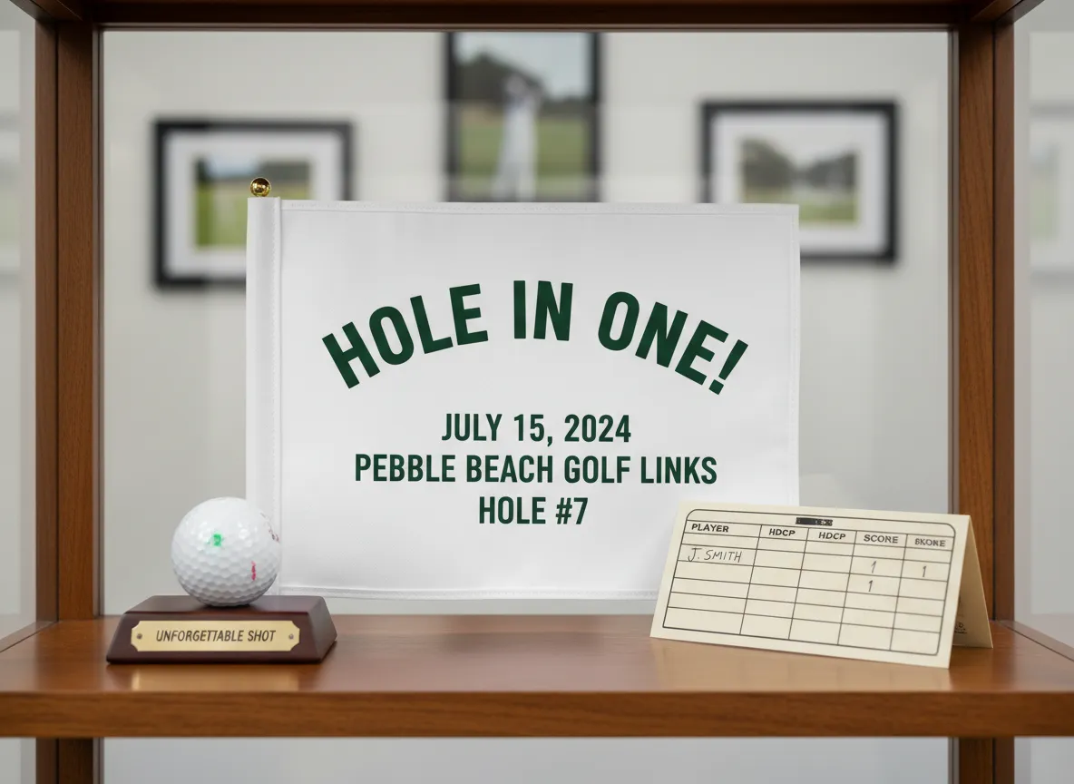 Achievement celebration flag for a hole in one milestone