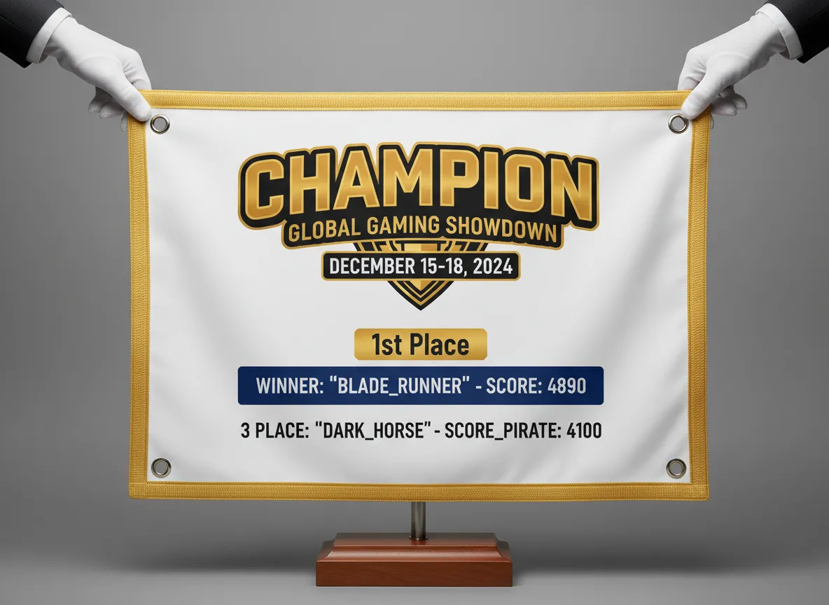 Tournament competition flag with leaderboard details