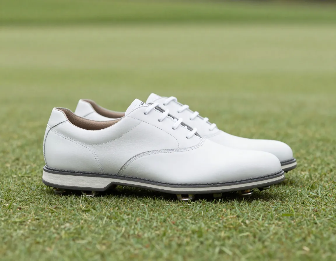 Footjoy classic premium leather golf shoes on putting green