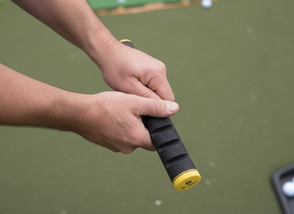 Hands holding g rip grip trainer in proper position