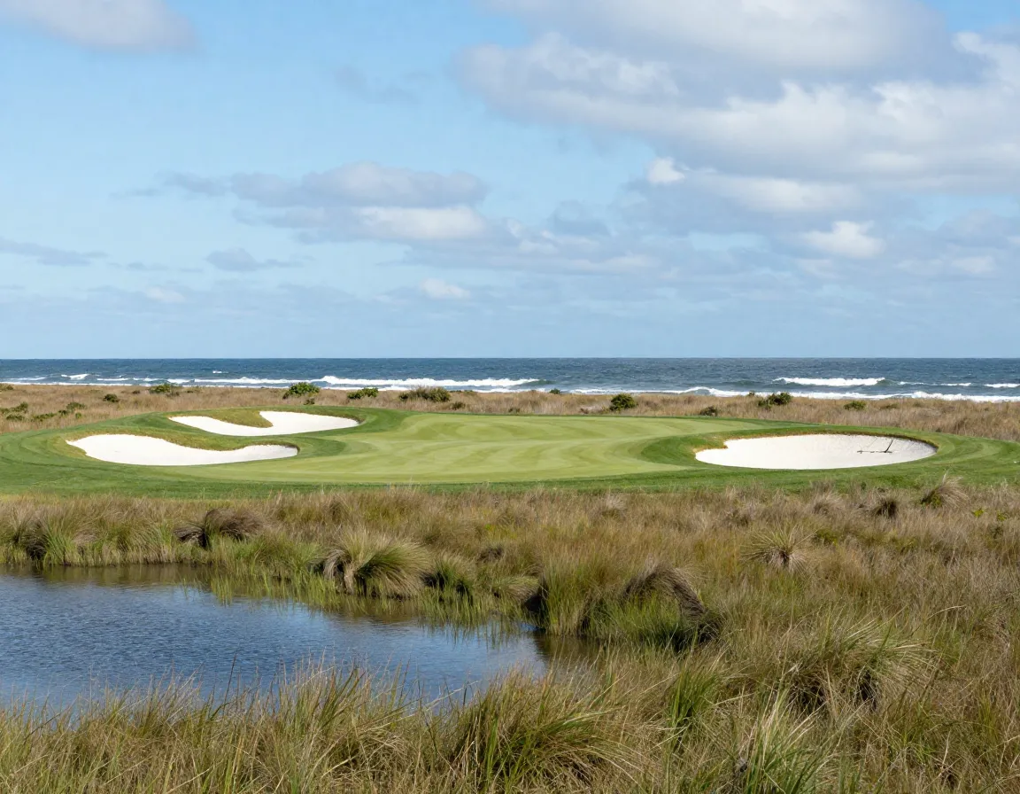 Kiawah island ocean course hole along atlantic with marsh