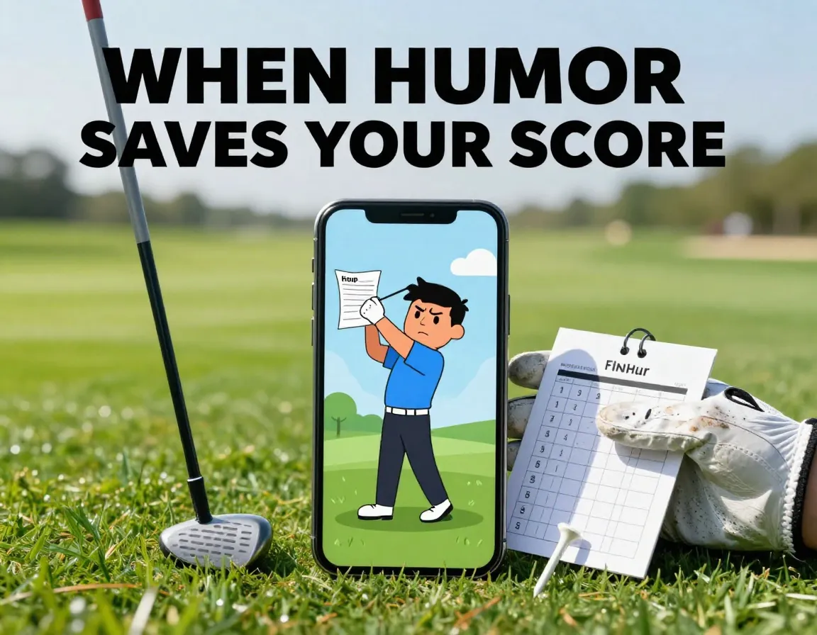 Smartphone meme golf glove scorecard tee box fairway humor
