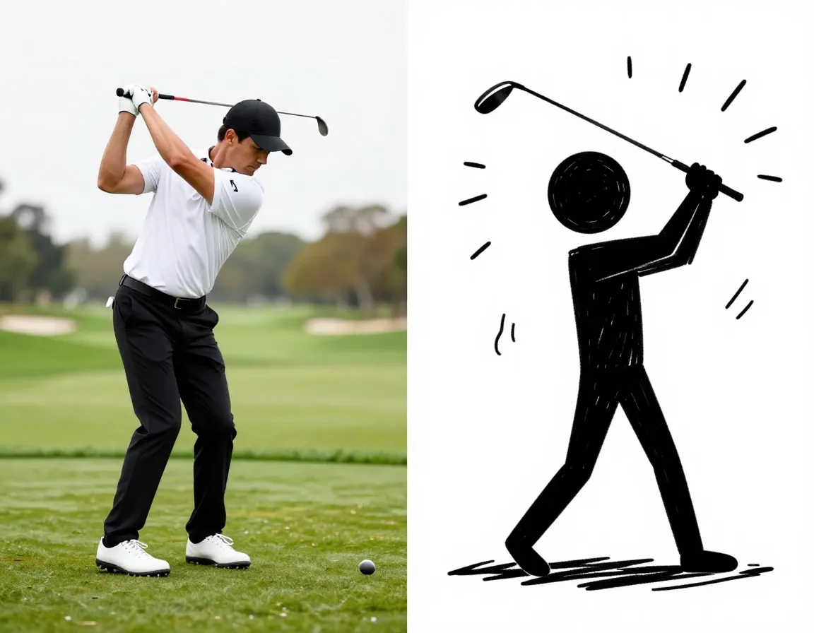 Expectations versus reality of a golfers perfect swing form