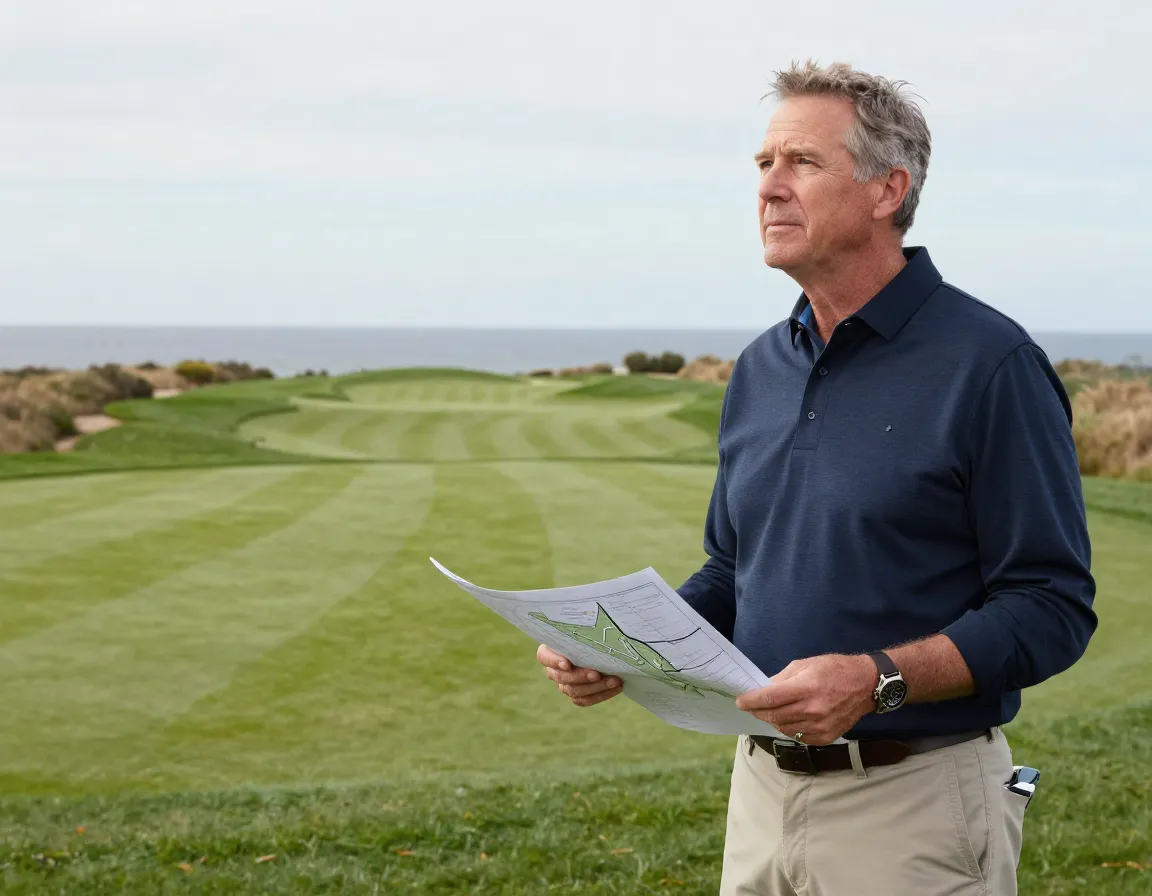American architect ron kirby surveying his natural contour golf design