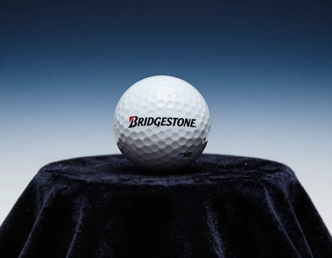 Bridgestone tourb golf ball on velvet with gradient light background