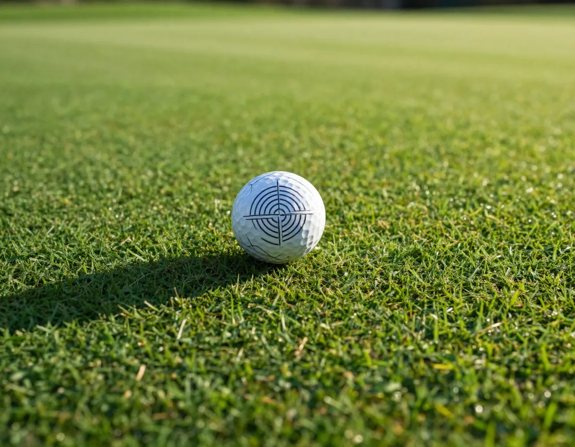 Titleist alignment art golf ball geometric pattern on putting green