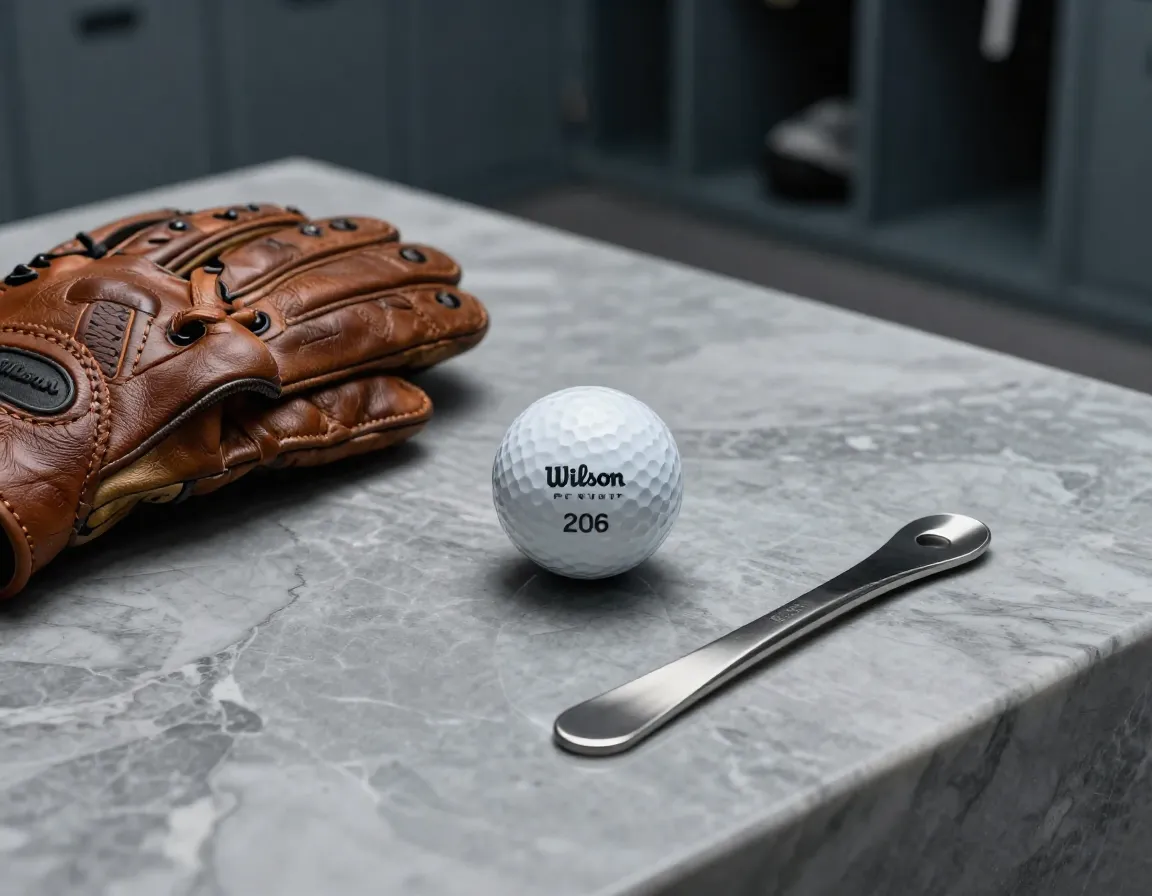 Wilson staff premium golf ball and accessories on marble surface