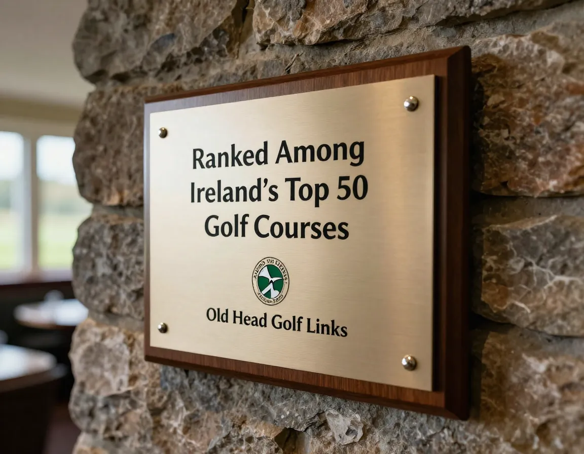Framed award plaque reading top 50 golf courses in ireland
