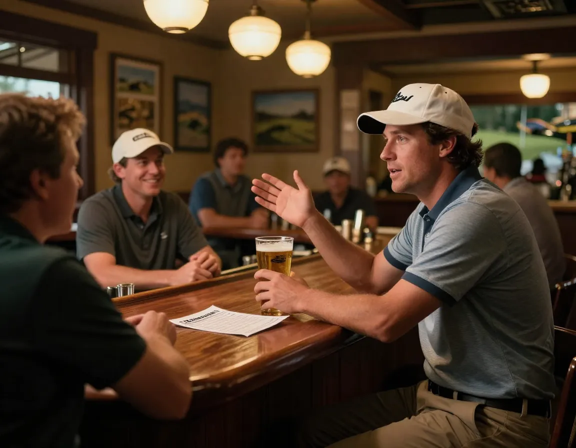 Golfer at bar transforming bad round into great story