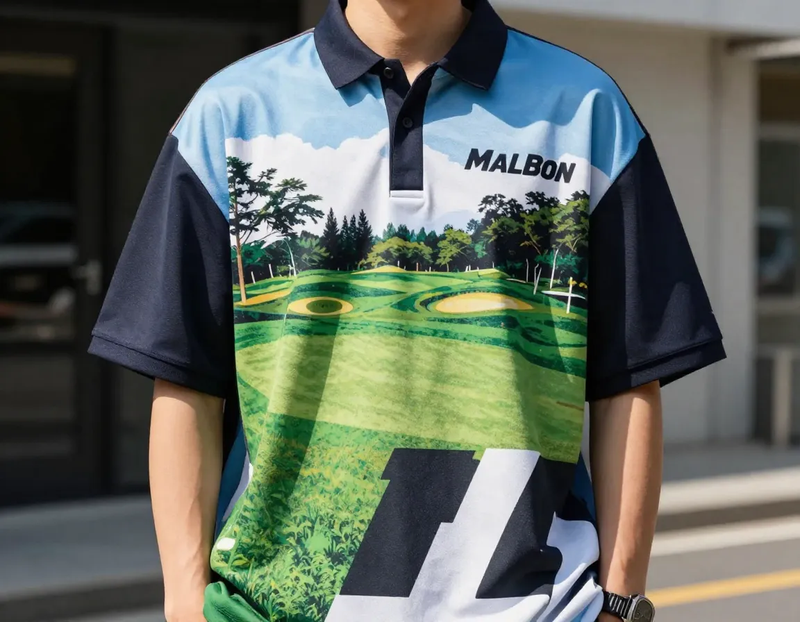 Malbon golf bold oversized graphic trendy streetwear polo