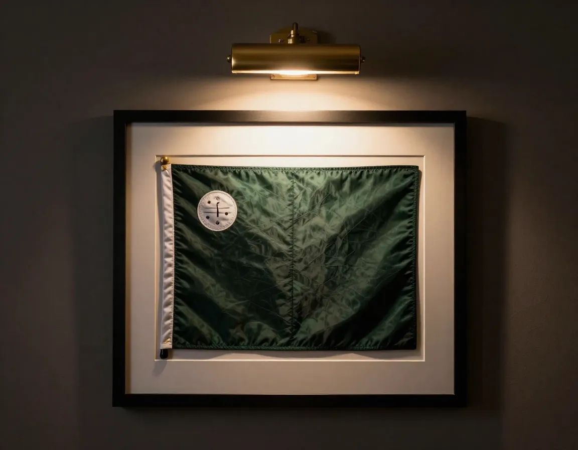 Professional led picture light illuminating framed flag