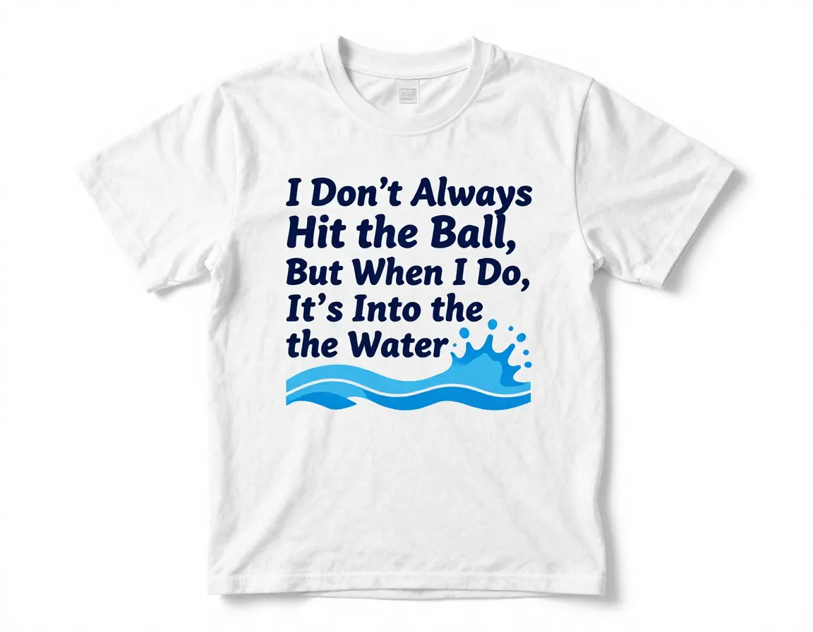 Shirt stating i do not always hit the ball but into water with splash graphic