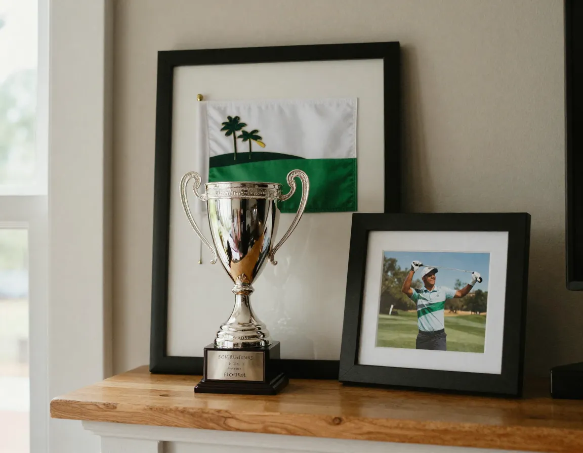 Integrated display with trophy flag and photograph