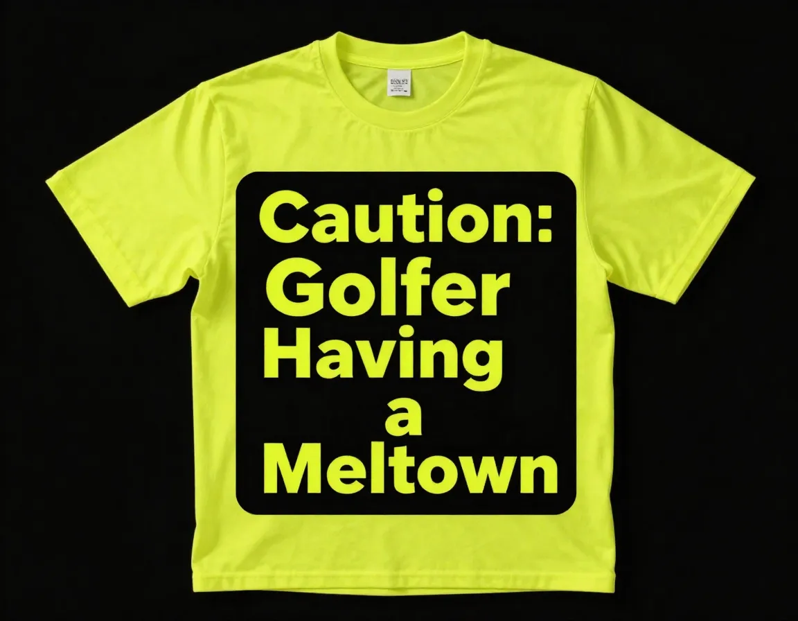 Shirt with warning caution golfer having a meltdown bold yellow text