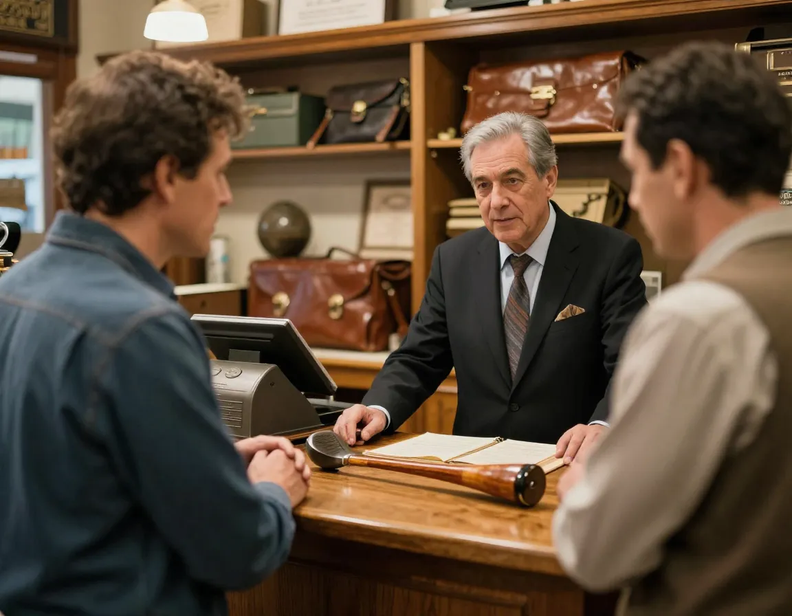 A person negotiating the purchase of a vintage club with a reputable dealer