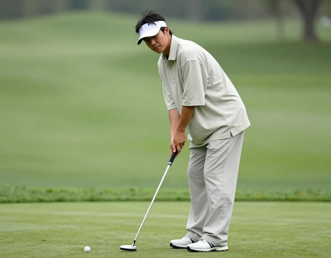 Golfer in oversized baggy polo shirt and loose pants prioritizing comfort