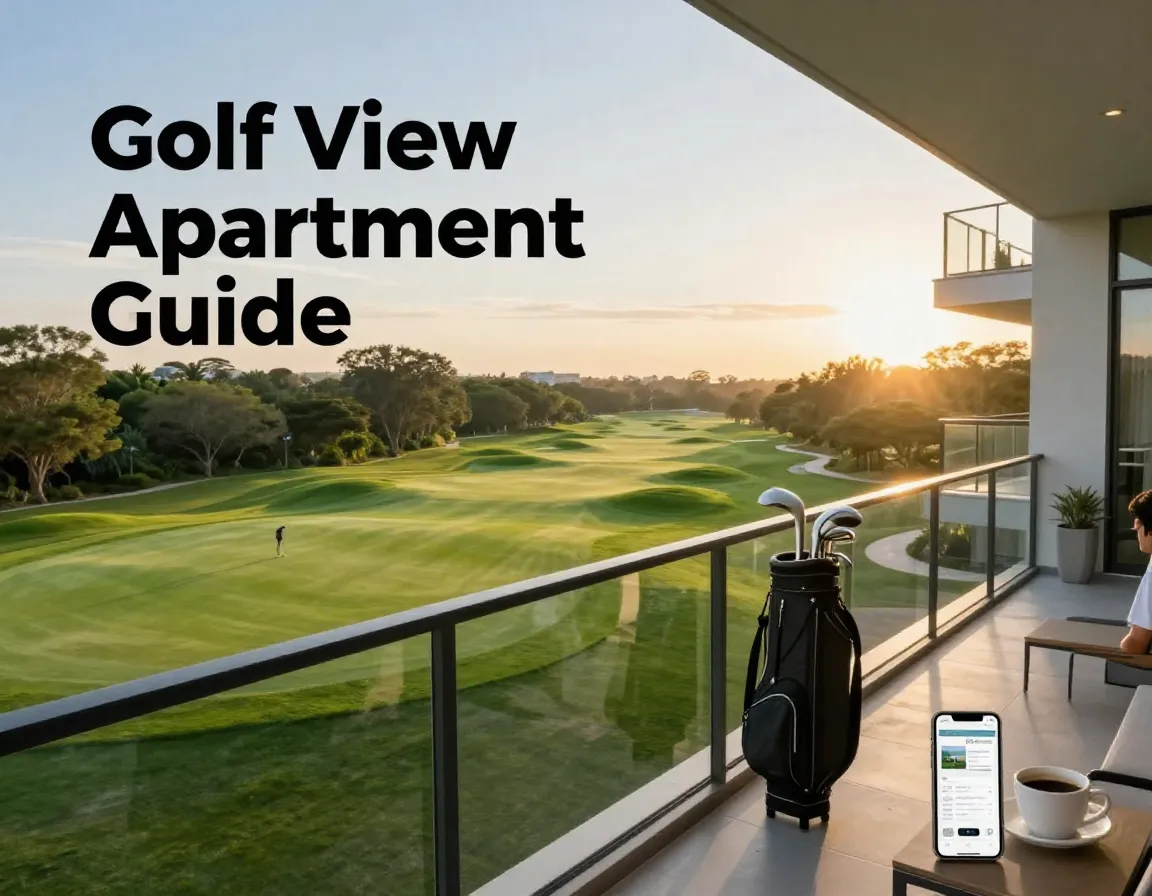 Aerial view balcony golf course morning lifestyle success