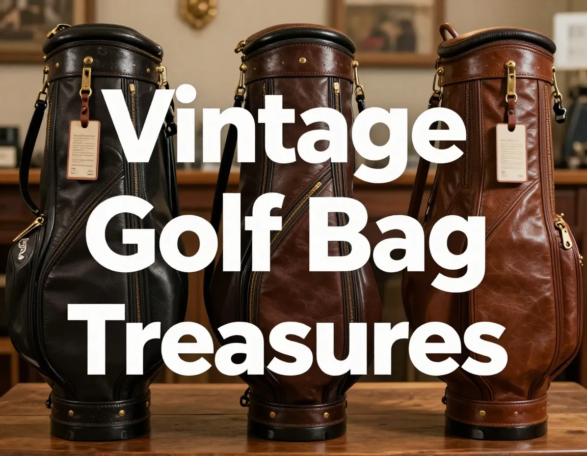 Vintage callaway bag collection flat lay display leather textures