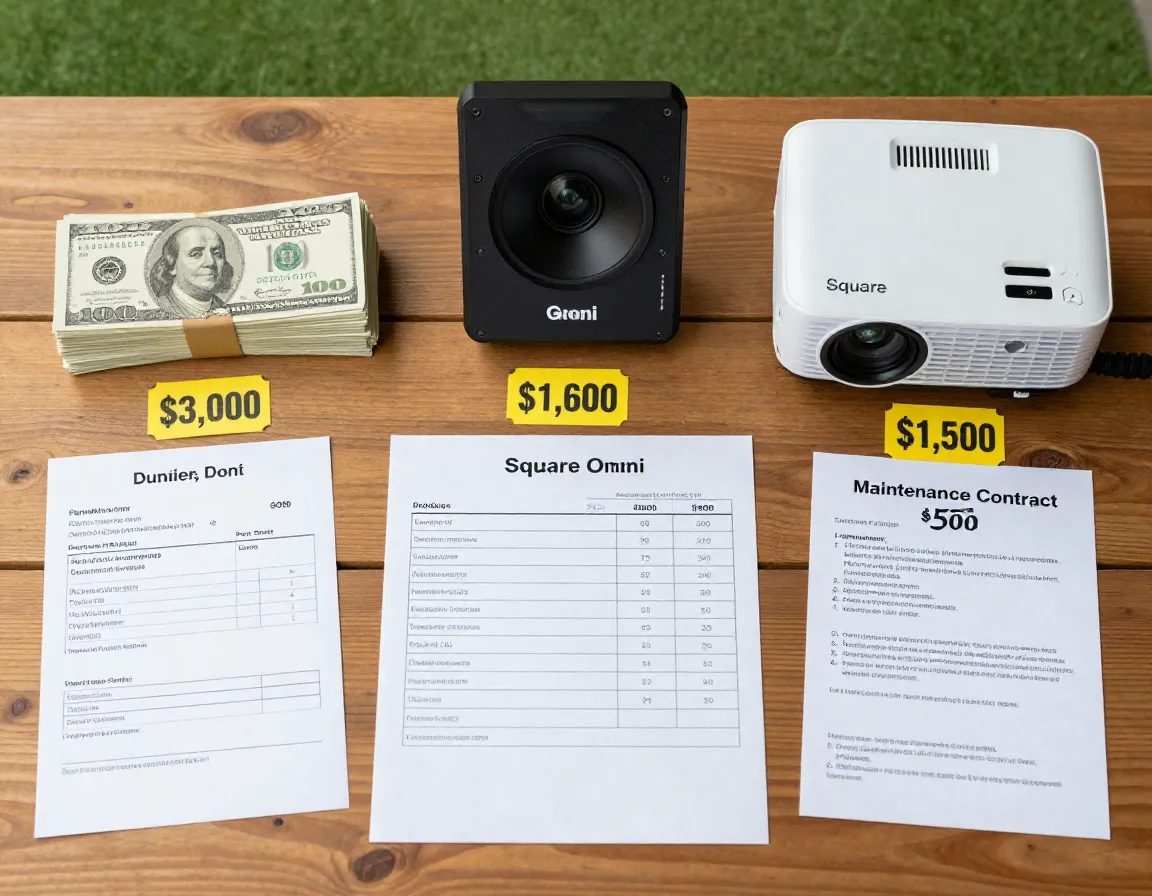 Detailed cost breakdown chart for an outdoor golf simulator budget