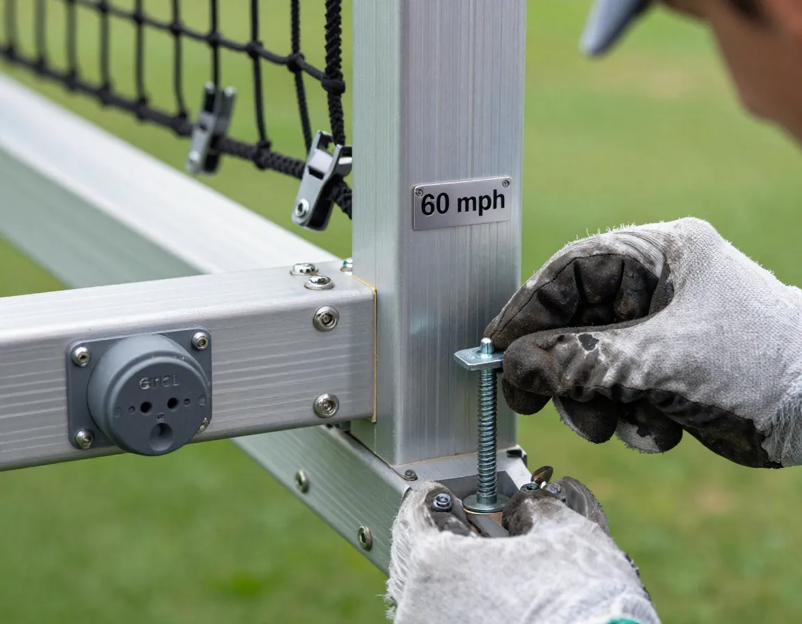 Safety inspection of an outdoor golf simulator enclosure anchoring system