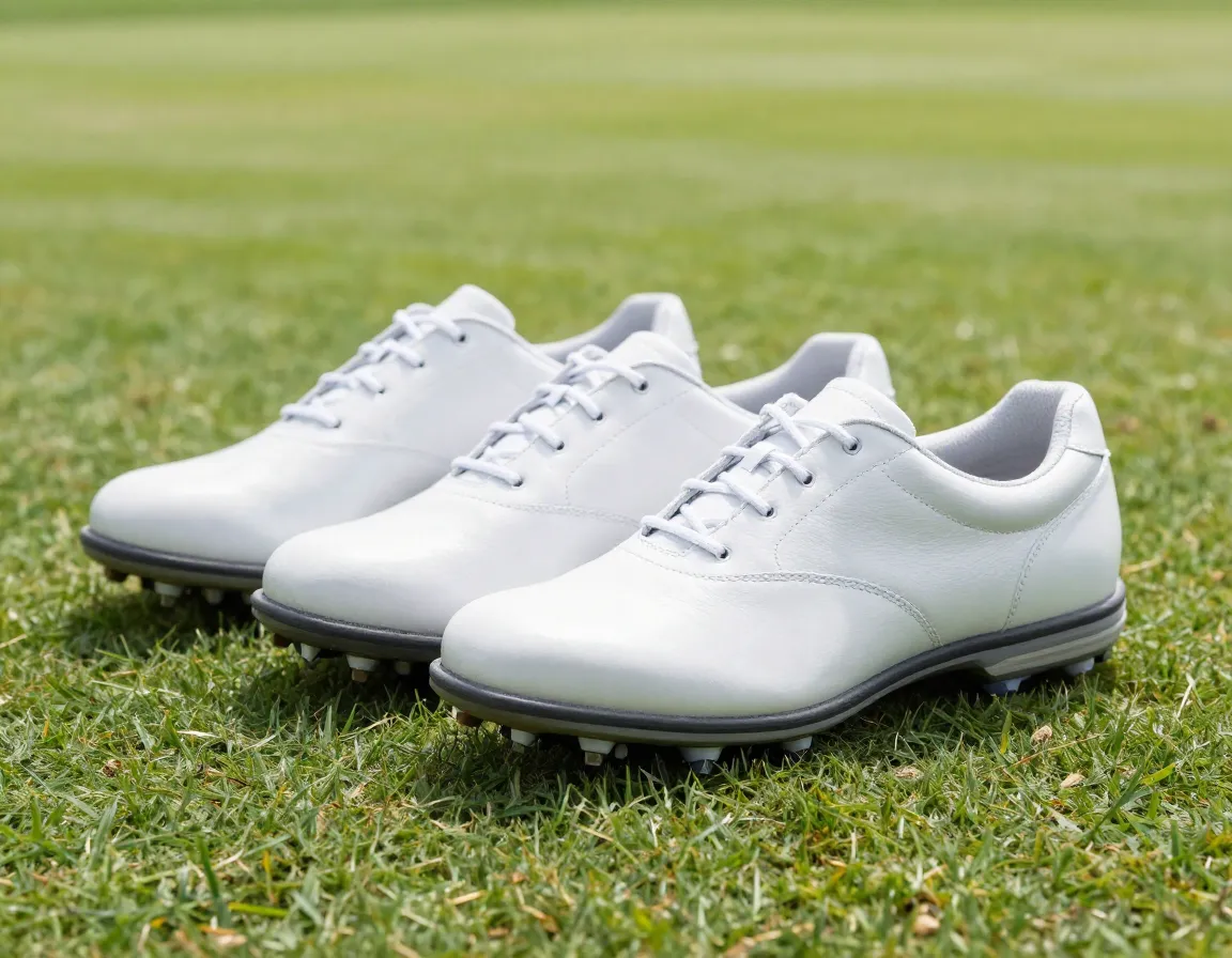 Leather spikeless golf shoes offering stability for walking 18 holes