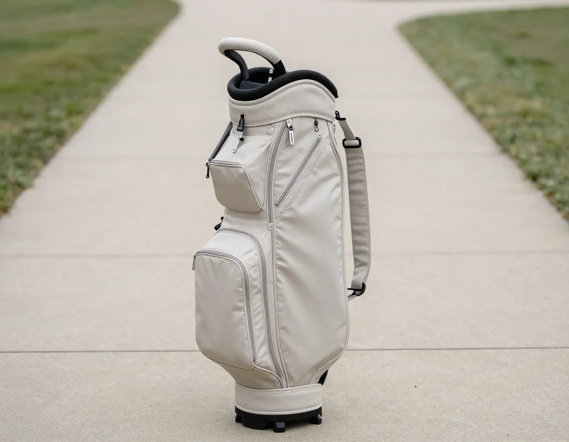 A lightweight golf bag with multiple compartments in a coordinated color