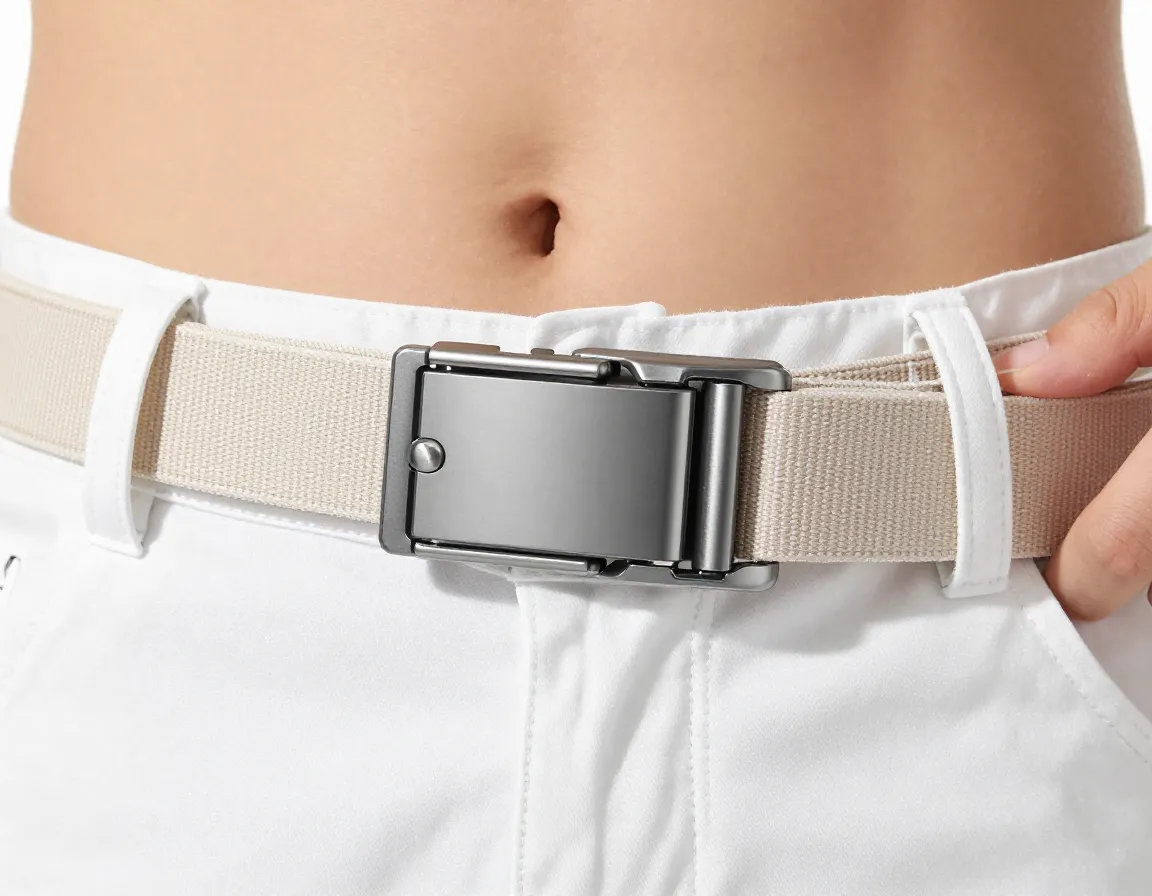 A stretch technology golf belt with a quick release buckle