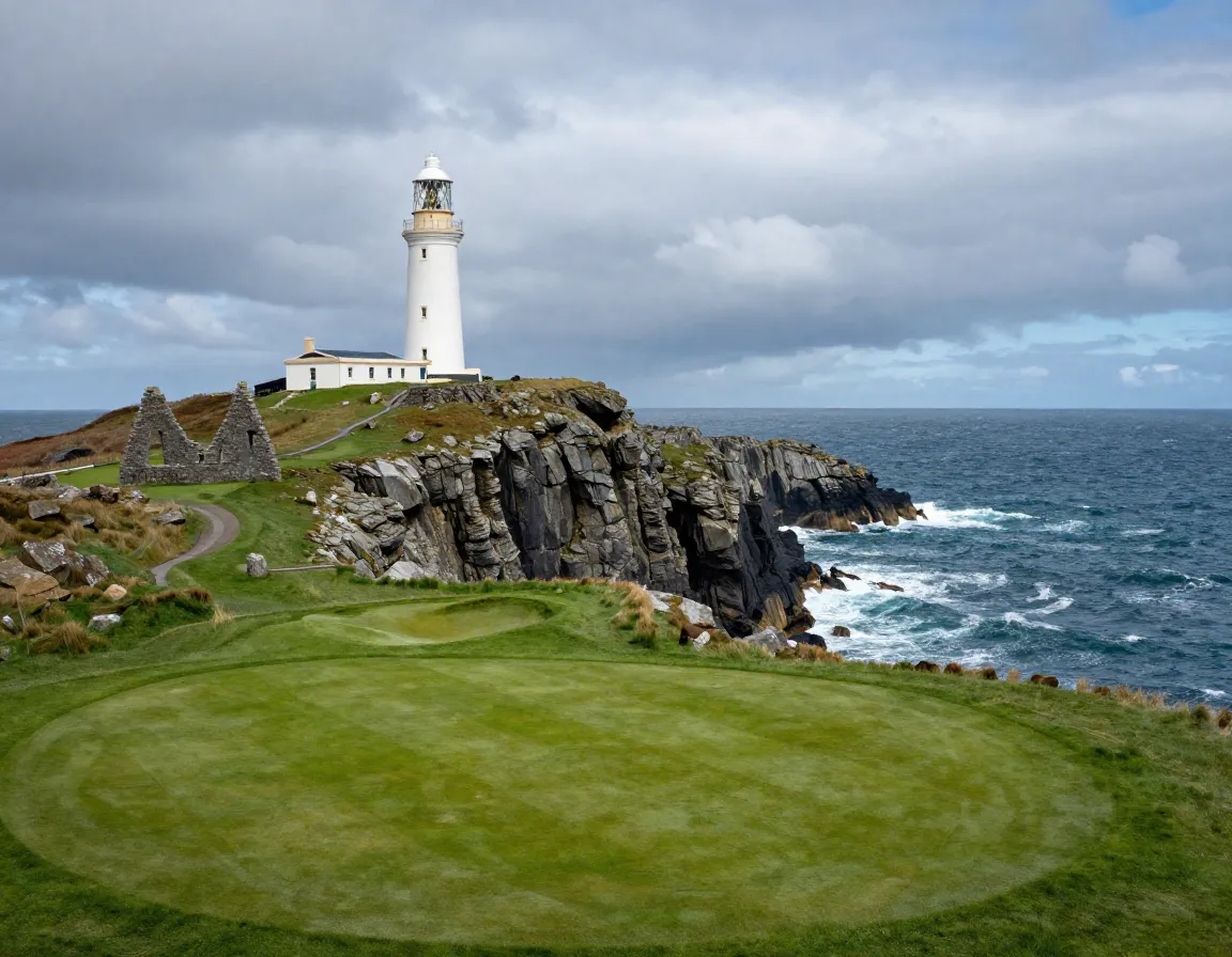 Old head golf links ireland lighthouse atlantic ocean cliffs
