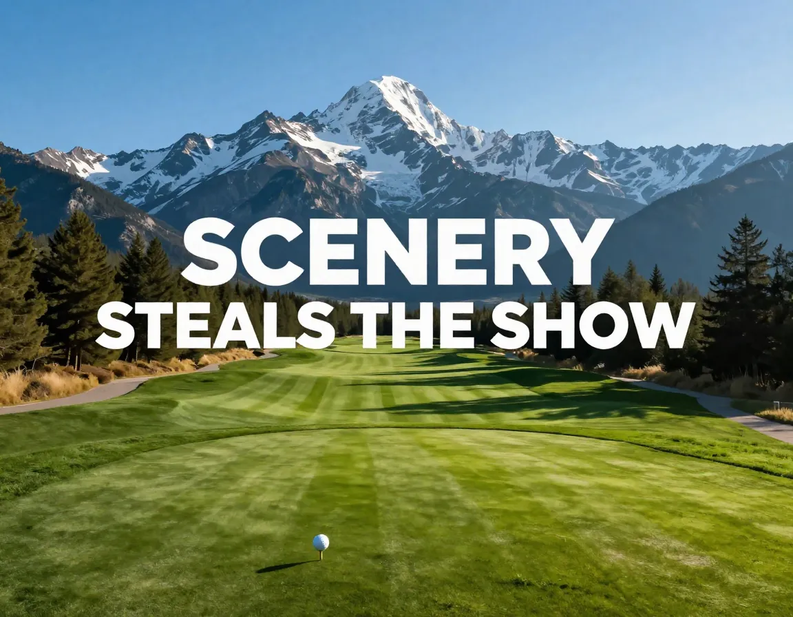 Golf ball fairway mountain peak dawn aerial scenic beauty