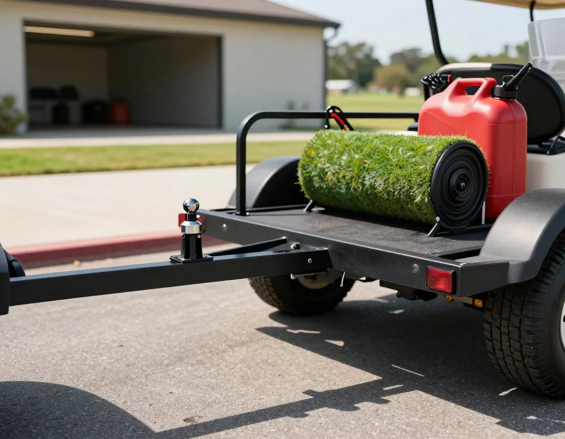 Heavy duty hitch receiver towing a small maintenance trailer