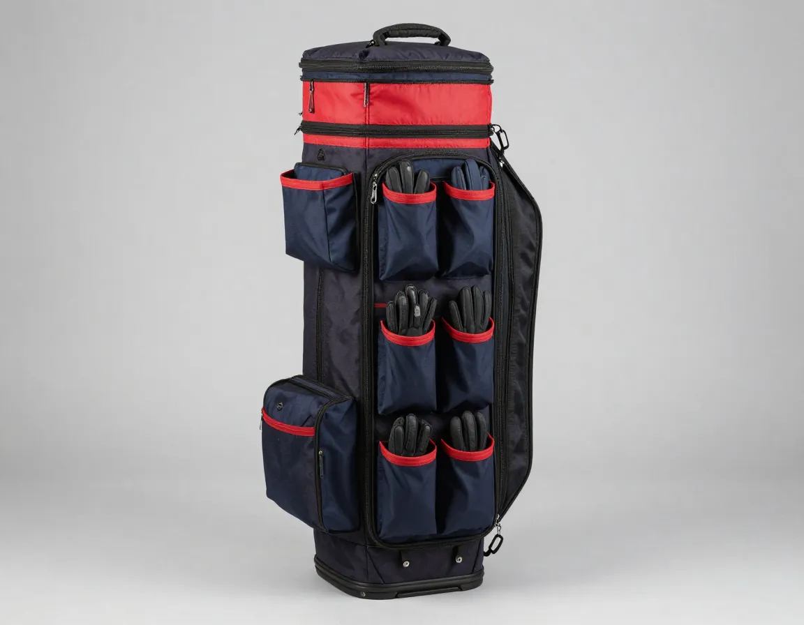 1987 ping traverse cart bag with numerous organized pockets