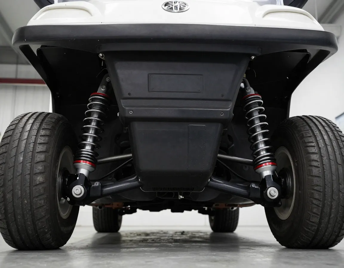 Yamaha sun classic golf cart suspension system detailed view from below