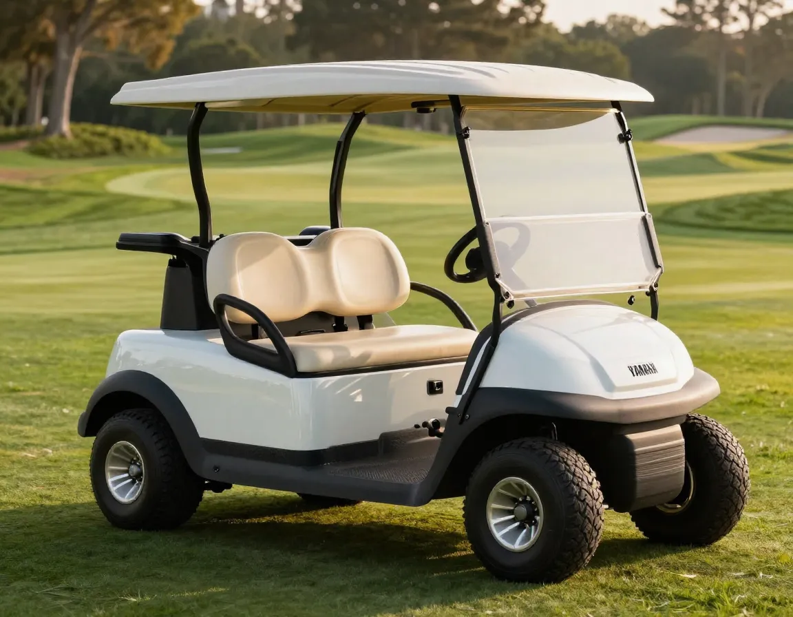 Yamaha sun classic golf cart pristine on golf course showcasing build quality