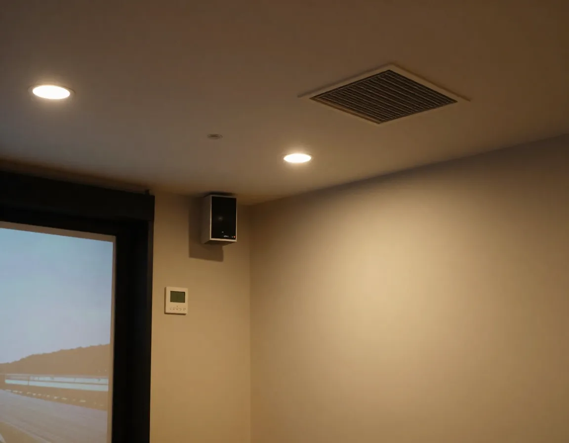 Adjustable ambient lighting and climate control vent in simulator room