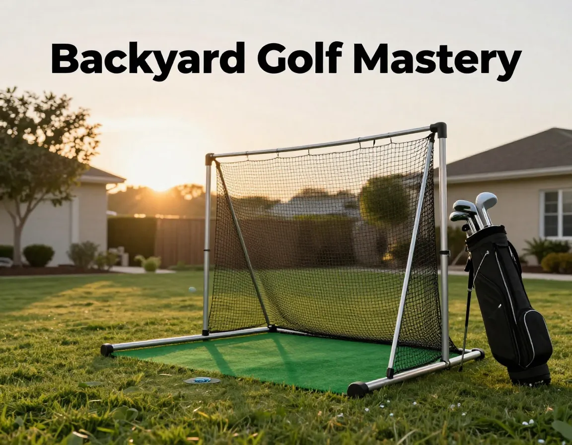 Golden hour backyard premium golf practice net suspended ball