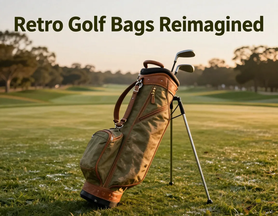 Vintage waxed canvas golf bag modern features fairway golden hour