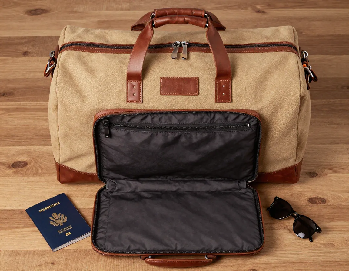 Hudson sutler waxed canvas leather trim weekender travel duffel