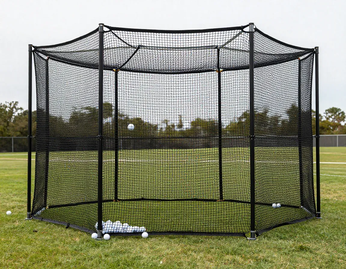 Large cage style net containing multiple golf balls
