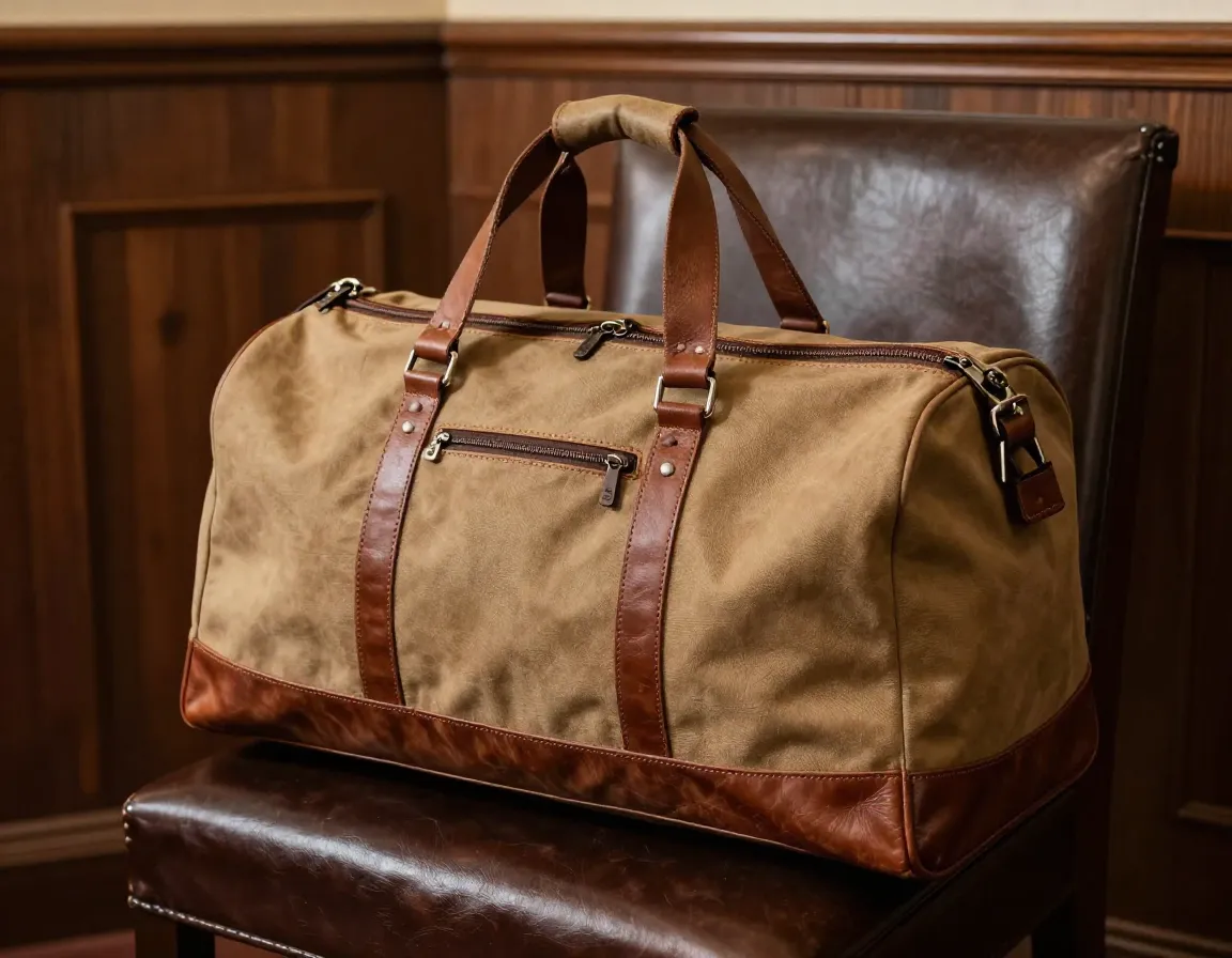 Penfold golf british waxed canvas duffel with leather bottom