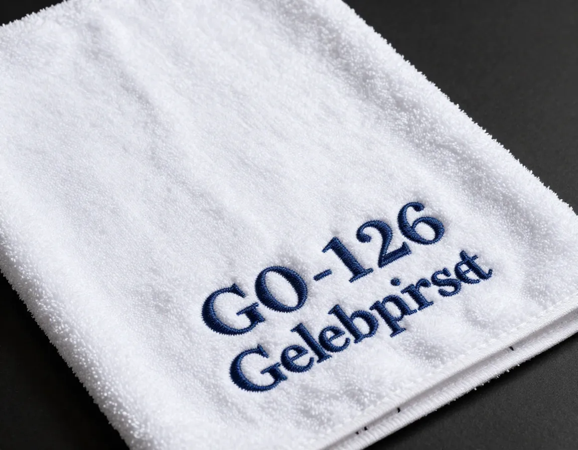 Embroidered white golf towel with celebration date detail