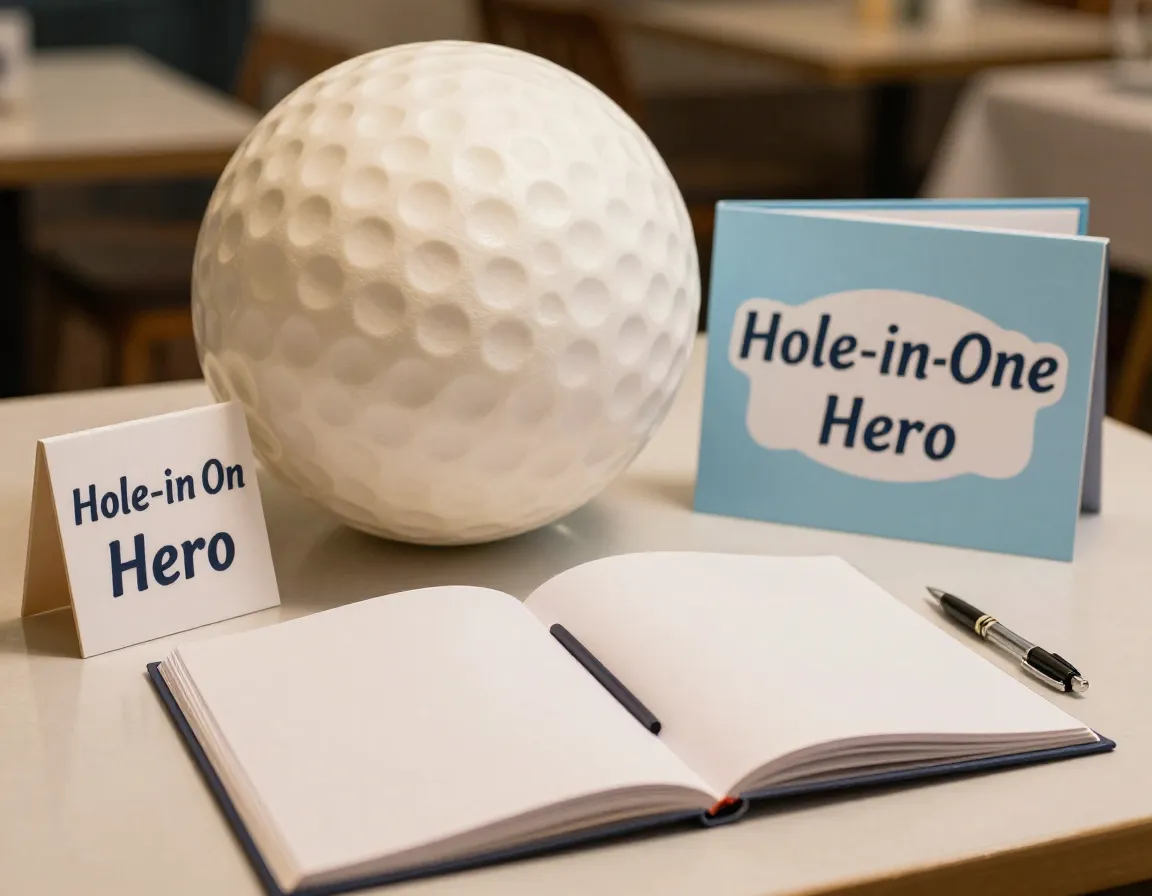 Oversized golf ball photo prop and memory book for guests