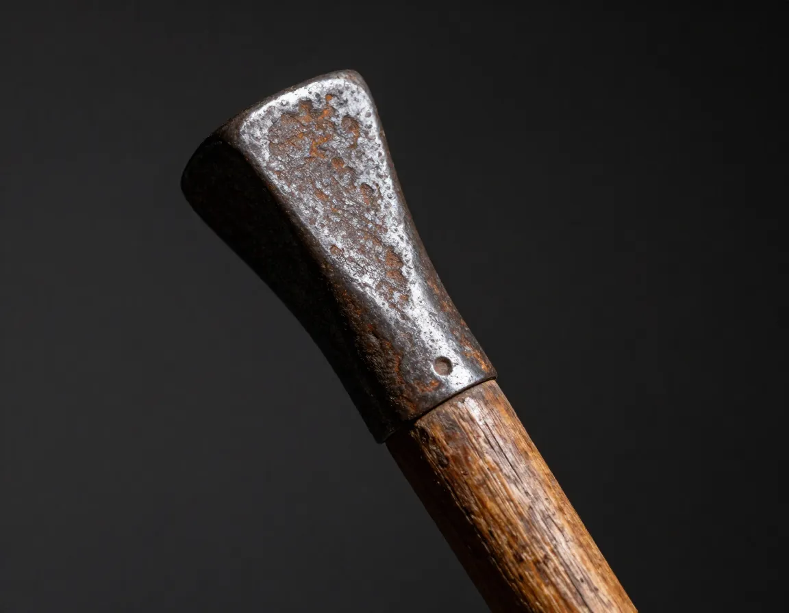 1600s square toe light iron primitive metal head wooden shaft