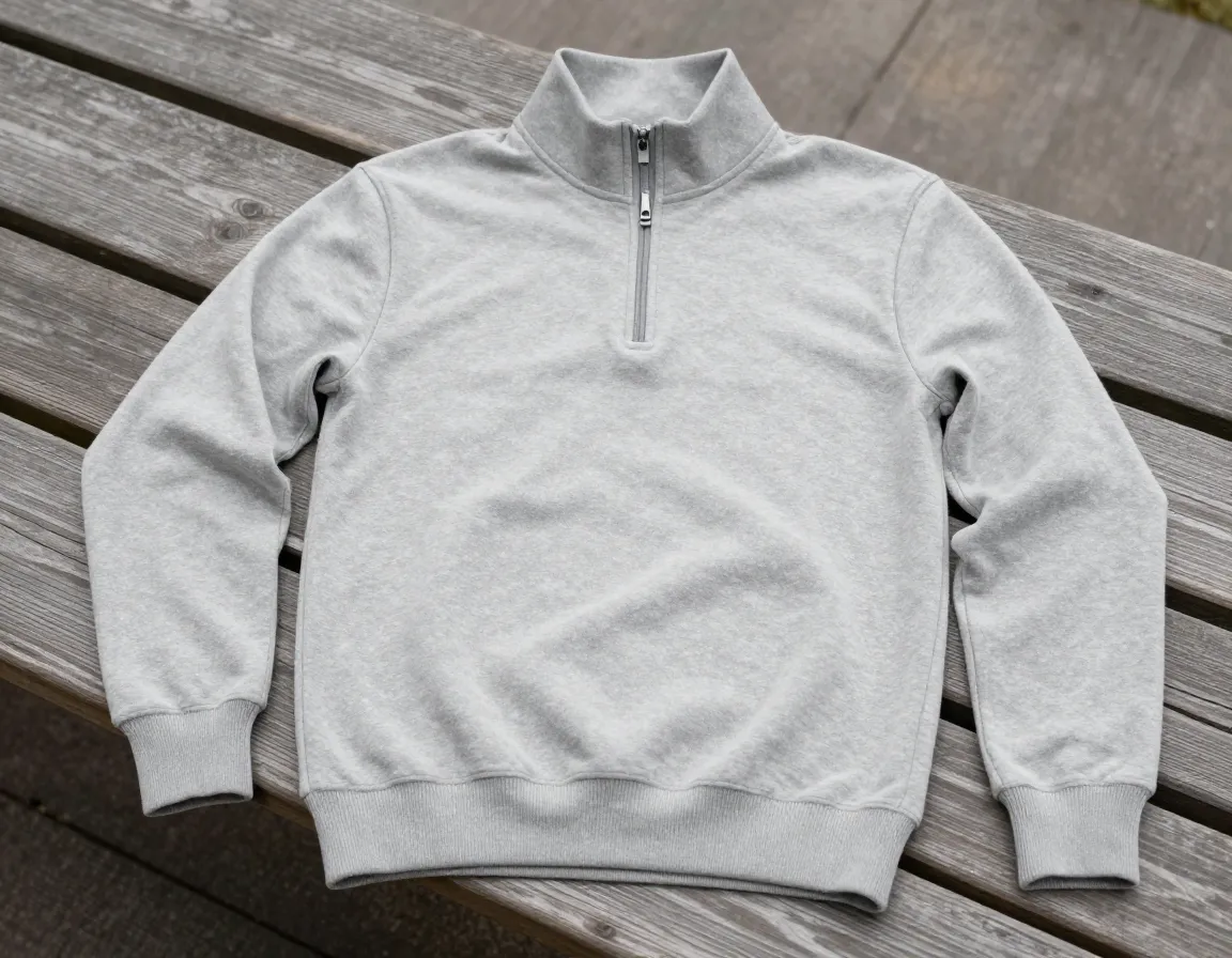 Quarter zip pullover minimalist midlayer neutral layering piece clean lines