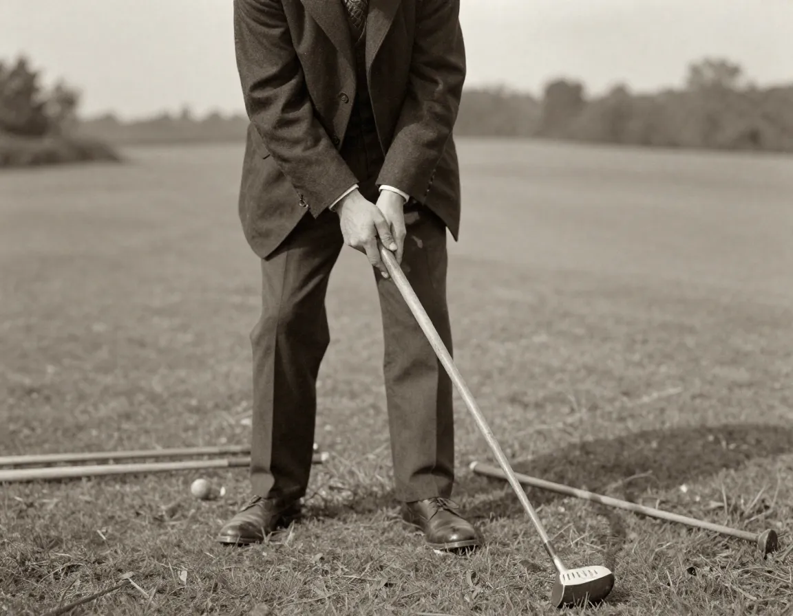 Victorian golfer using handcrafted wooden hickory shaft clubs