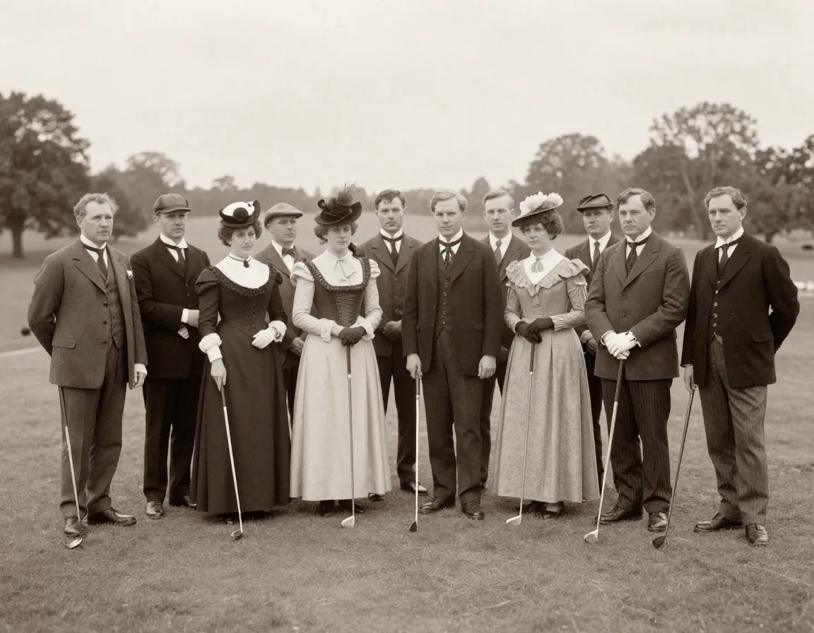 Formal victorian dress code on the golf course men and women