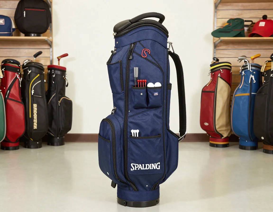 A 1970s spalding executive model bag in a pro shop setting