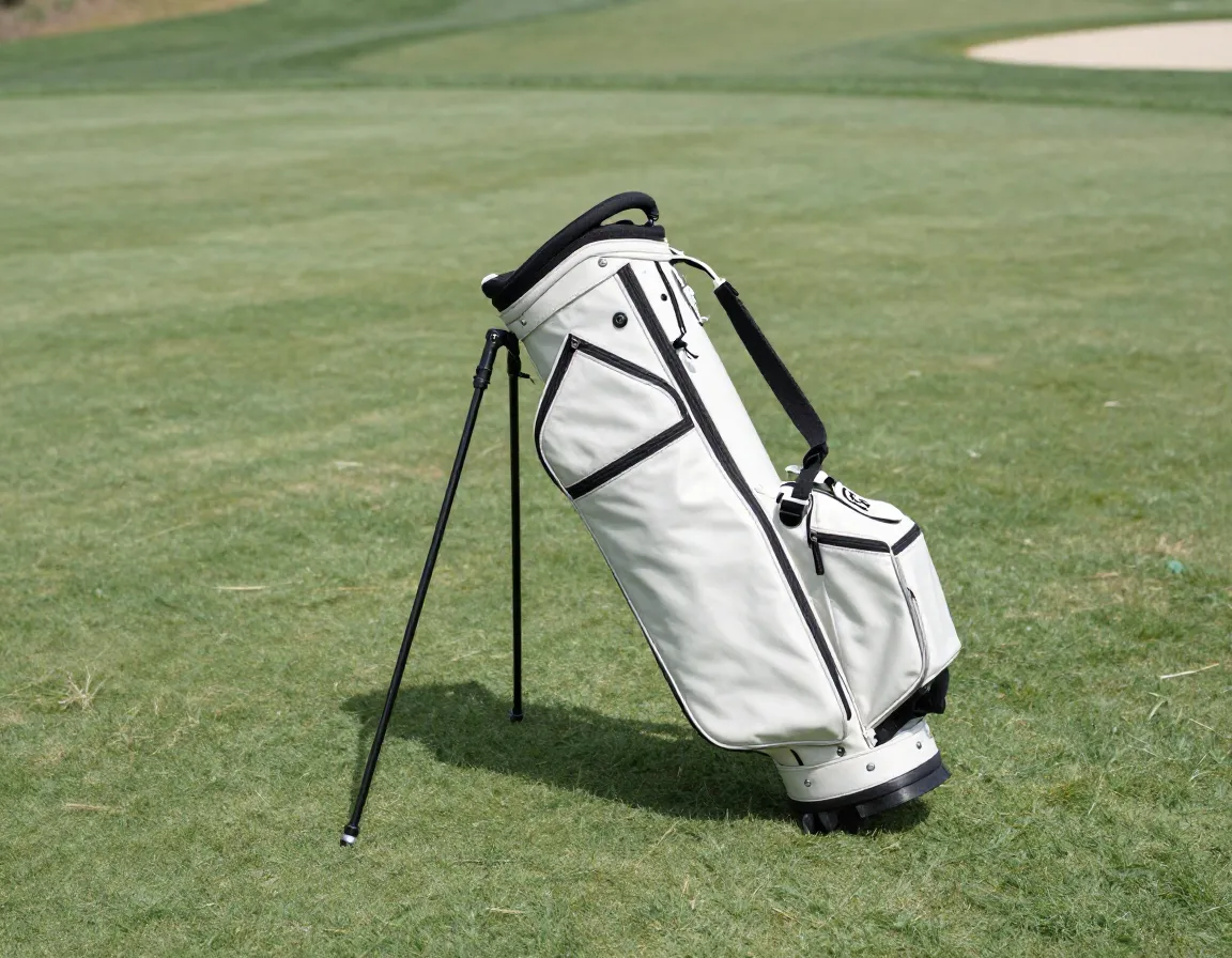 The original 1986 sun mountain stand bag deployed on a fairway