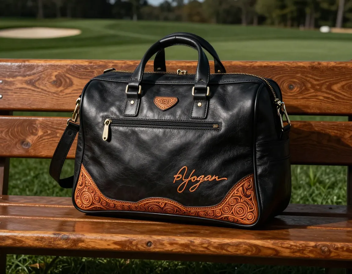 Ben hogan museum quality leather bag hand tooled signature