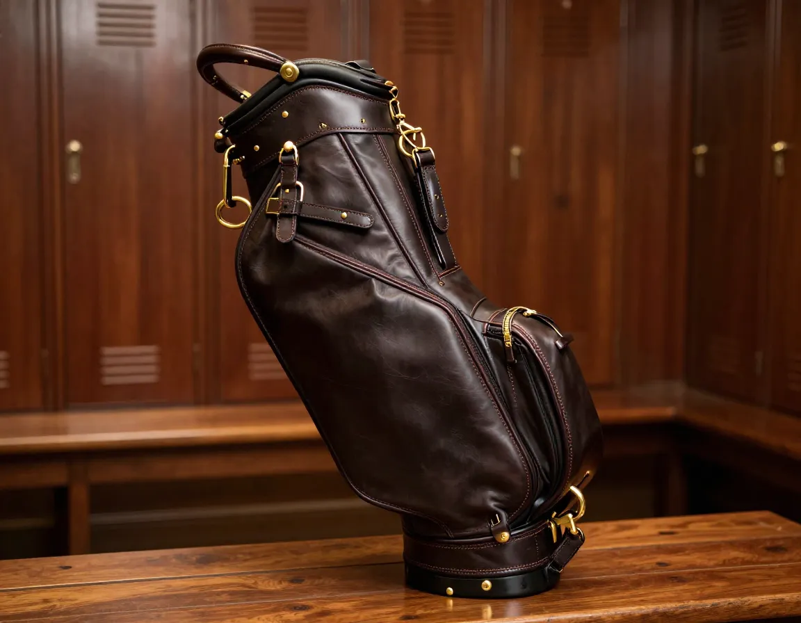 Elegant british made bridle leather bag with brass furniture